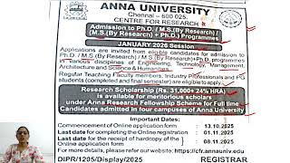 Anna University PhD Admission 2025 | Eligibility, Application Process, & Important Dates