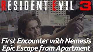 RE3 Jill's first Encounter with Nemesis and escape from the apartment - Resident Evil 3 Remastered