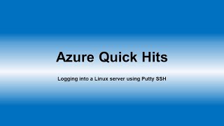 Connecting to Azure Linux instance using Putty