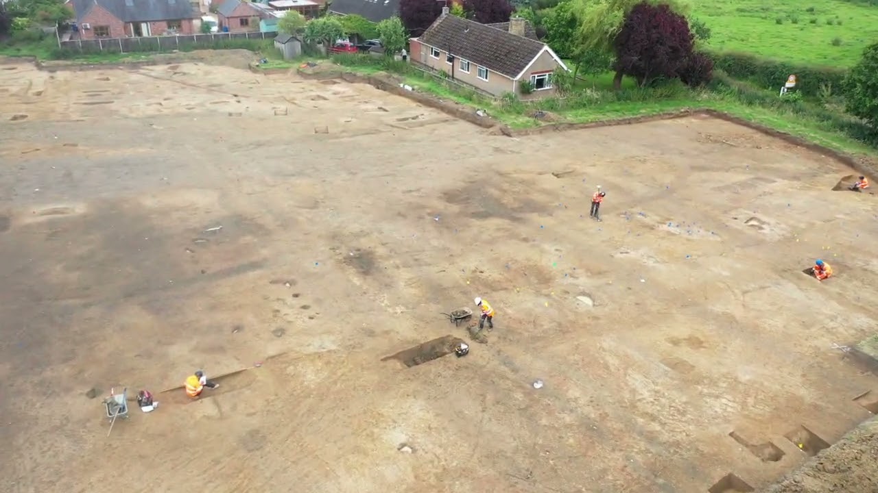Drone footage of archaeological excavations in Leicetershire