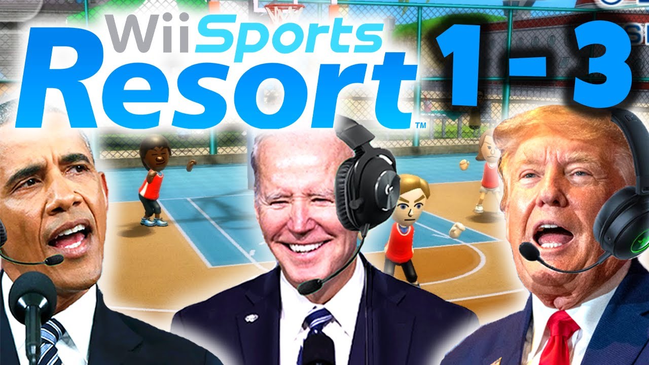Президенты США играют в баскетбол на Wii Sports Resort 1-3