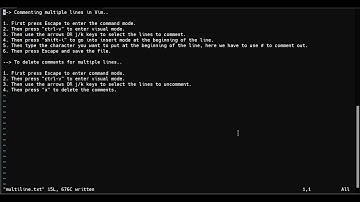 Vim Text Editor: Comment and uncomment multiple lines