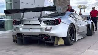 Ferrari 488 GT Modificata - Start up, revs, parking into showroom