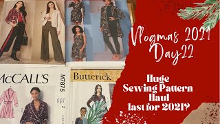Huge Simplicity Vogue McCalls Sewing Pattern Haul unboxing - Last of 2021? - Vlogmas Day 22