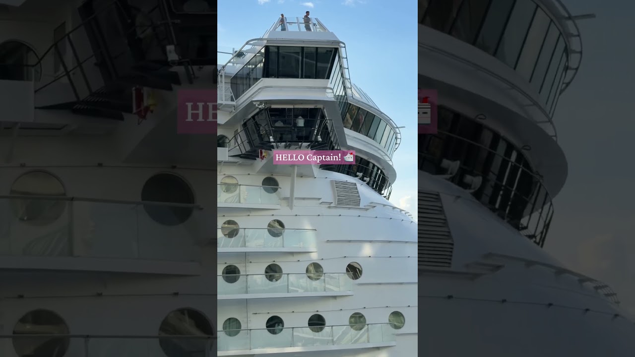 Two cruise ships, one incredible view! 🚢 Did you spot the captain of Oasis of the Seas?