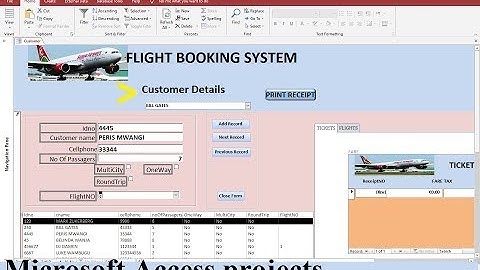 Microsoft Access Project  | Create  simple FLIGHT booking System   PART 1 DEMONSTRATION