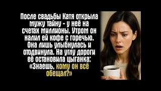 картинка: После свадьбы Катя открыла мужу тайну — у неё на счетах миллионы. Утром он налил ей кофе с горечью..
