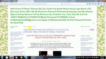 LAVA IRIS 505 FLASH FILE MT6572 4.4.2 ALL VERSION FIRMWARE 1000% TESTED BY RASEL TELECOM