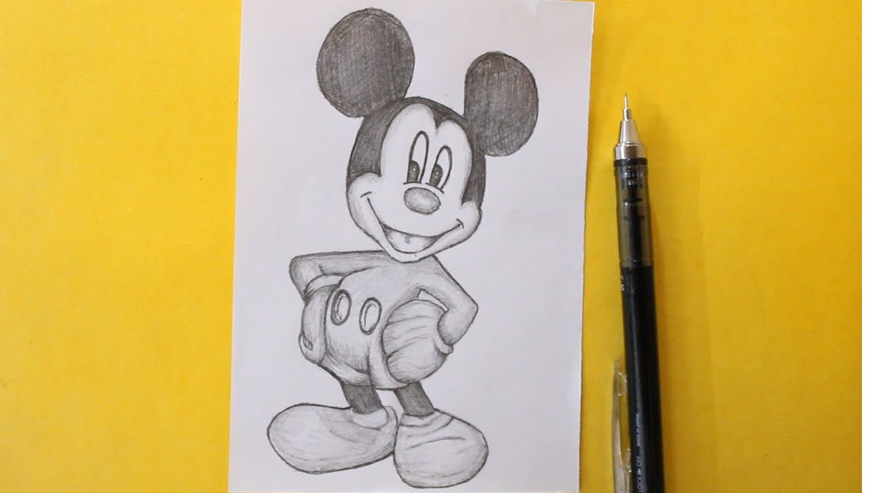 How to draw Disney characters easy  Micky mouse pencil sketch drawing   Art video  YouTube