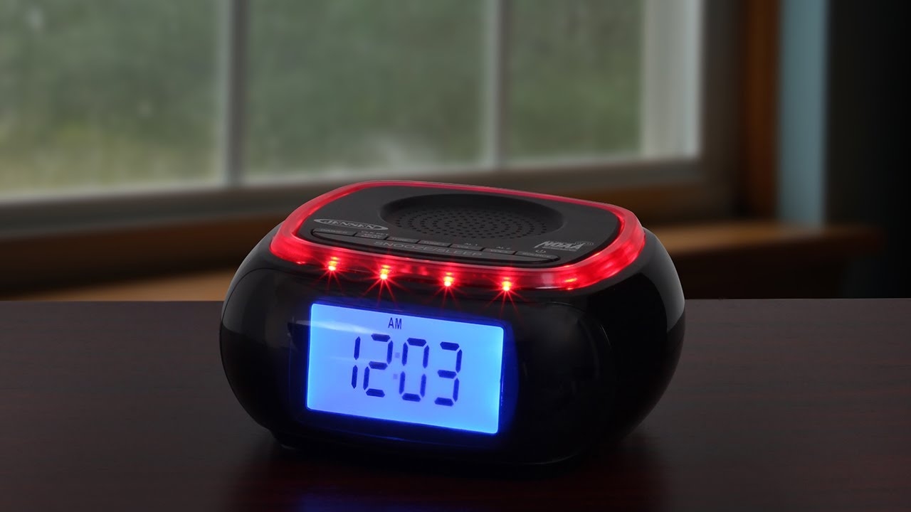 Jensen Digital Am/fm Weather Band Alarm Clock Radio With Noaa Weather Alert  And Top Mounted Red Led : Target