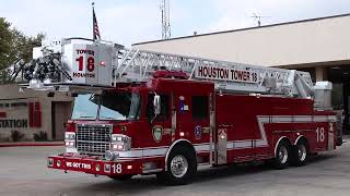 (Peaked Q + Yelp + Air Horn) Houston Fire Department Tower 18 responding to a MVA.