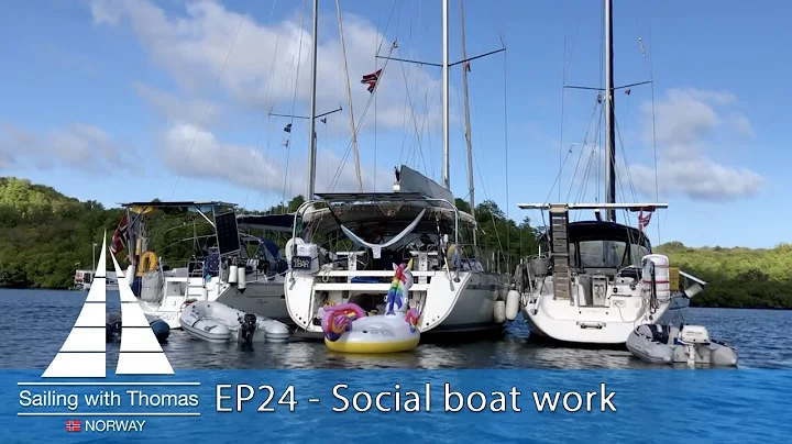 Social sail boat work getting ready to leave befor...