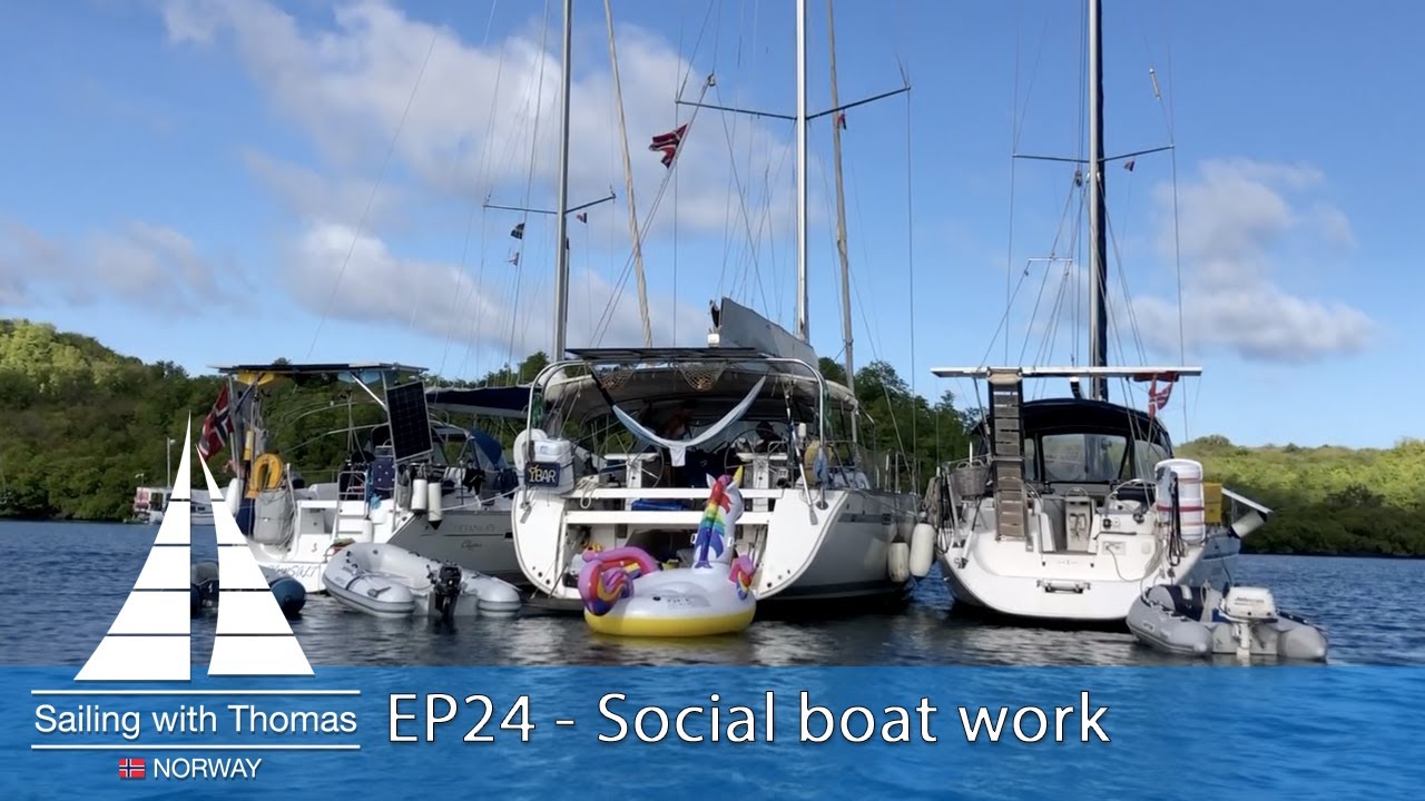 Social sail boat work getting ready to leave before hurricanes arrives - SwT 24