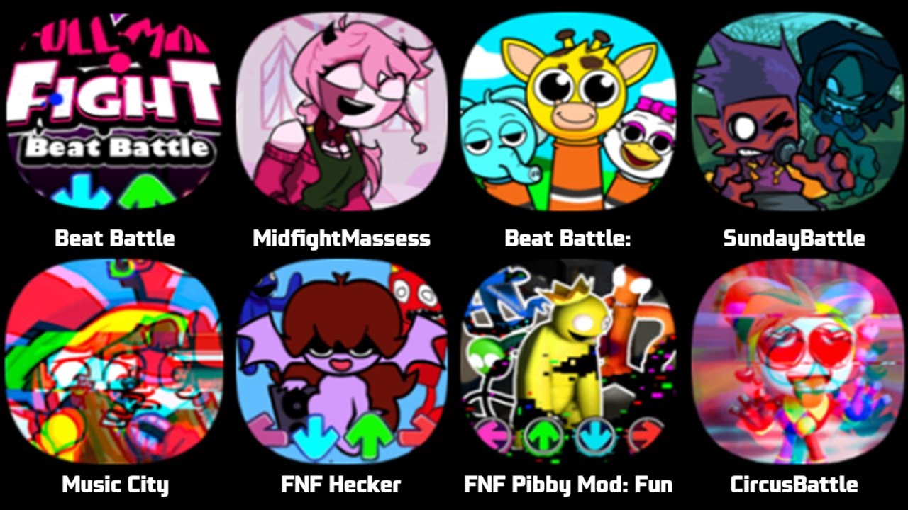 FNF Sprunki, LOL LED, Impostor Funk, Isolation, Beat Battle, Spongebob Parodies, Restart, Sonic