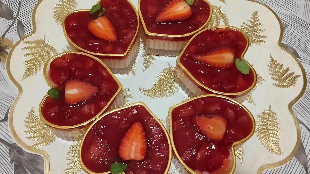 تحلية بذوق الفراولة لذيذة وسريعة التحضير..  مقادير اقتصادية وغير مكلفة 🇩🇿