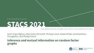 Stacs 2021 Inference And Mutual Information On Random Factor Graphs
