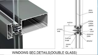 AutoCAD Double Glass Window Details | Aluminum Section Drawing