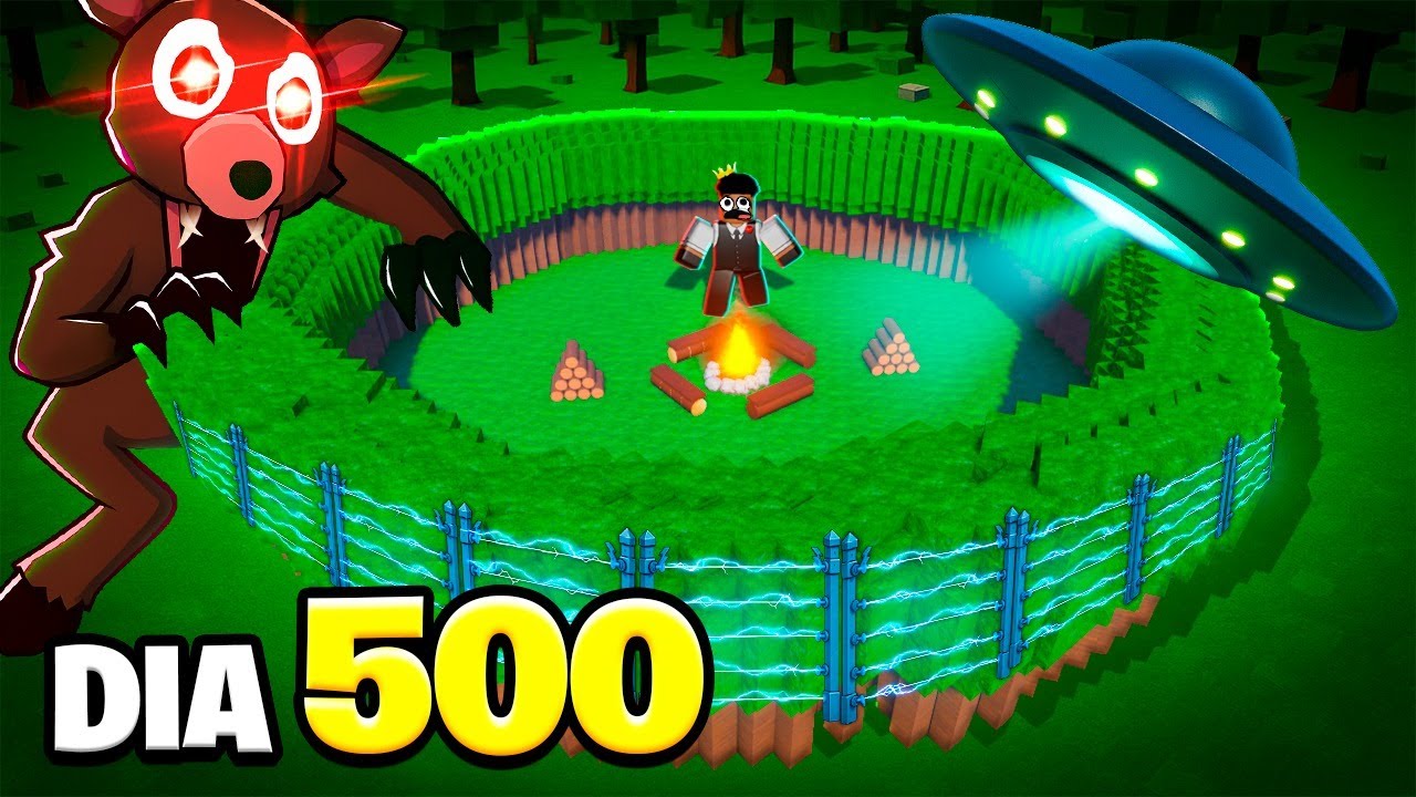 CRIEI A BASE GIGANTE COM TECNOLOGIA ALIEN E SOBREVIVI 500 DIAS NO 99 NIGHTS IN THE FOREST!!!!