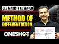 METHOD OF DIFFERENTIATION in One Shot: All Concepts &amp; PYQs Covered | JEE Main &amp; Advanced