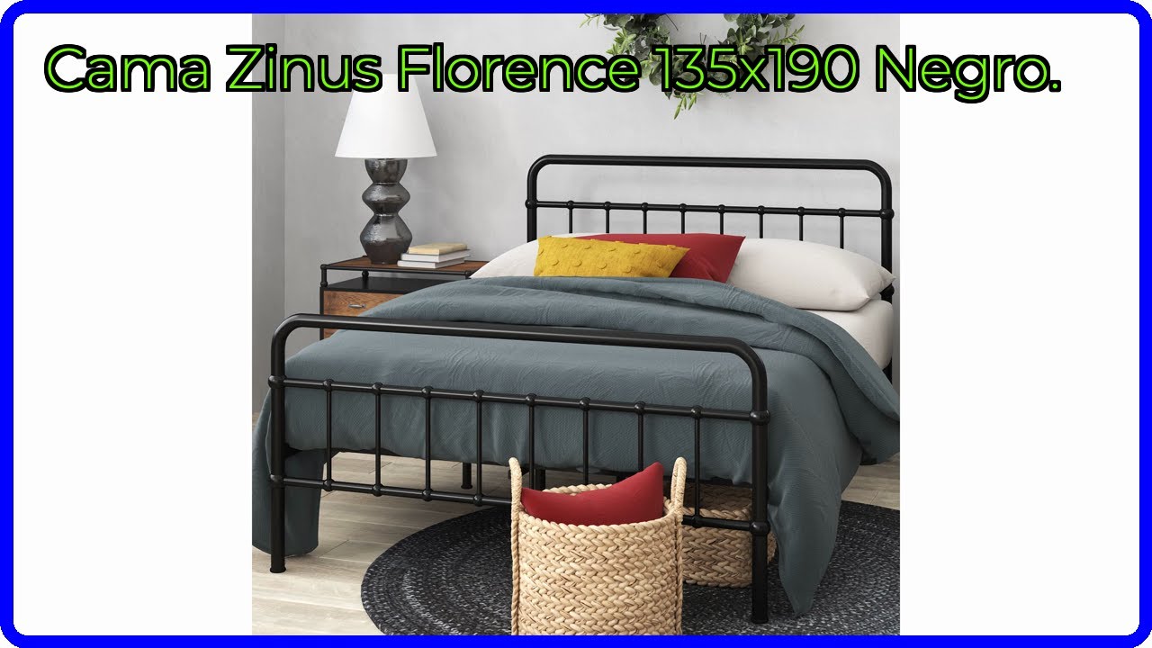Zinus Florence Bed 90 x 190 cm, metalen lattenrooster met hoofd- en