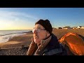 Winter Beach Fishing with Open Fire Cookup