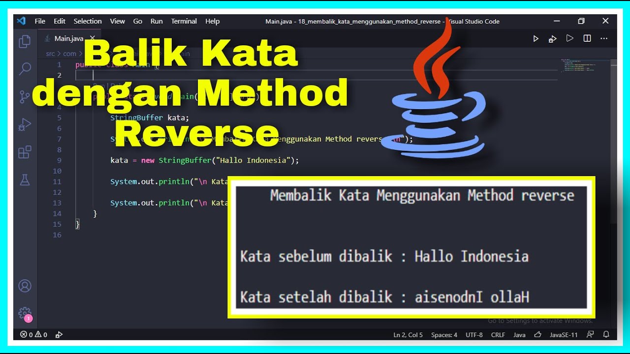 Membalik Kata dengan Method reverse | Java - YouTube