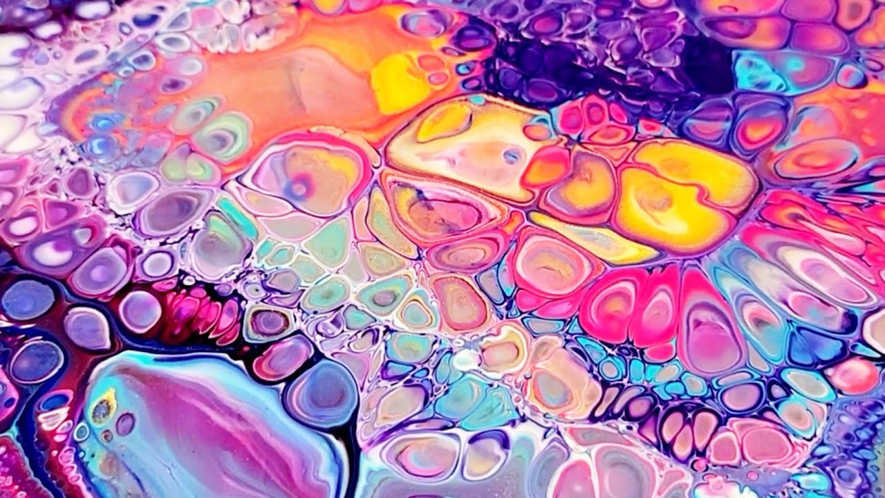 River Pour with Cells, Cells & MORE CELLS The EASY Way! Acrylic Pouring