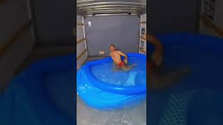 We put a swimming pool in the back of a moving truck