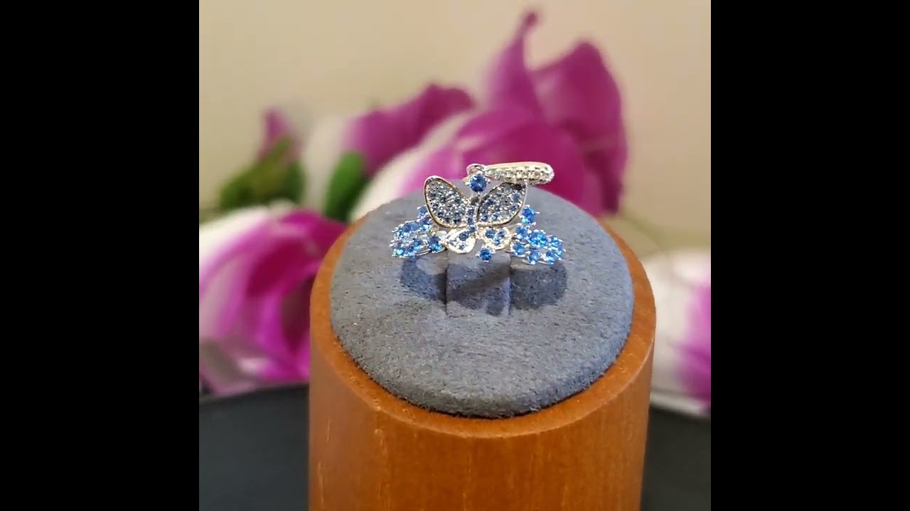 Swiss Blue Topaz Ring Butterfly Sterling silver