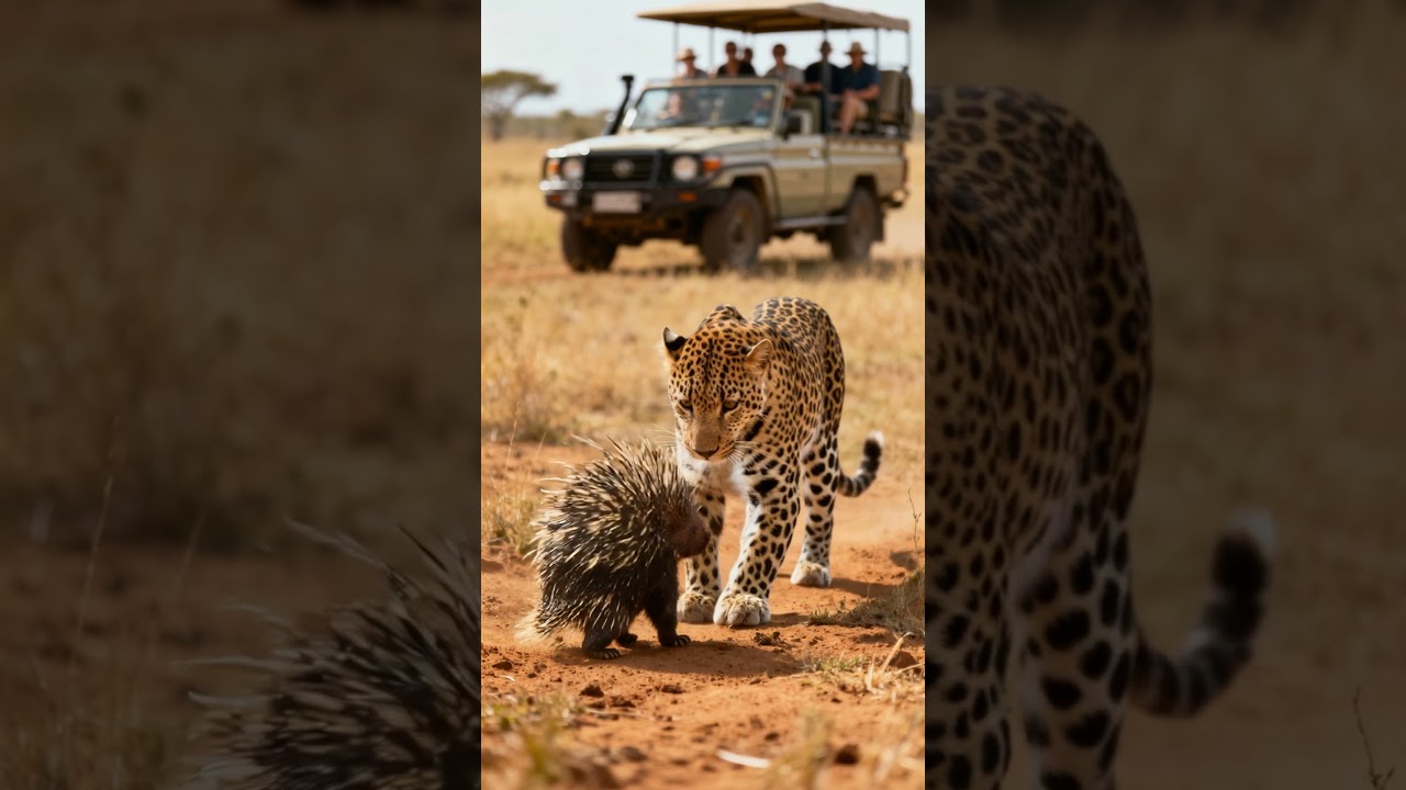 Will the leopard mess with the porcupine...or retreat?🐆 Macan tutul vs landak... atau mundur?