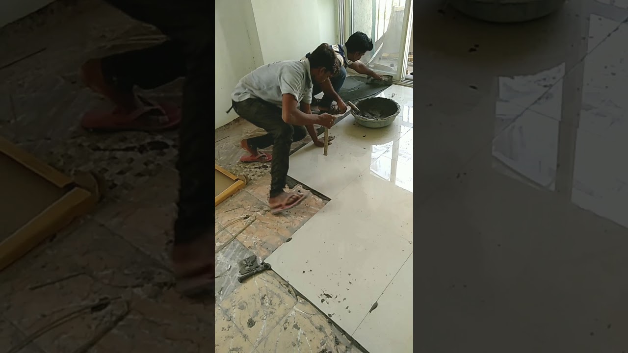 600×600mm vitrified Tiles installation YouTube