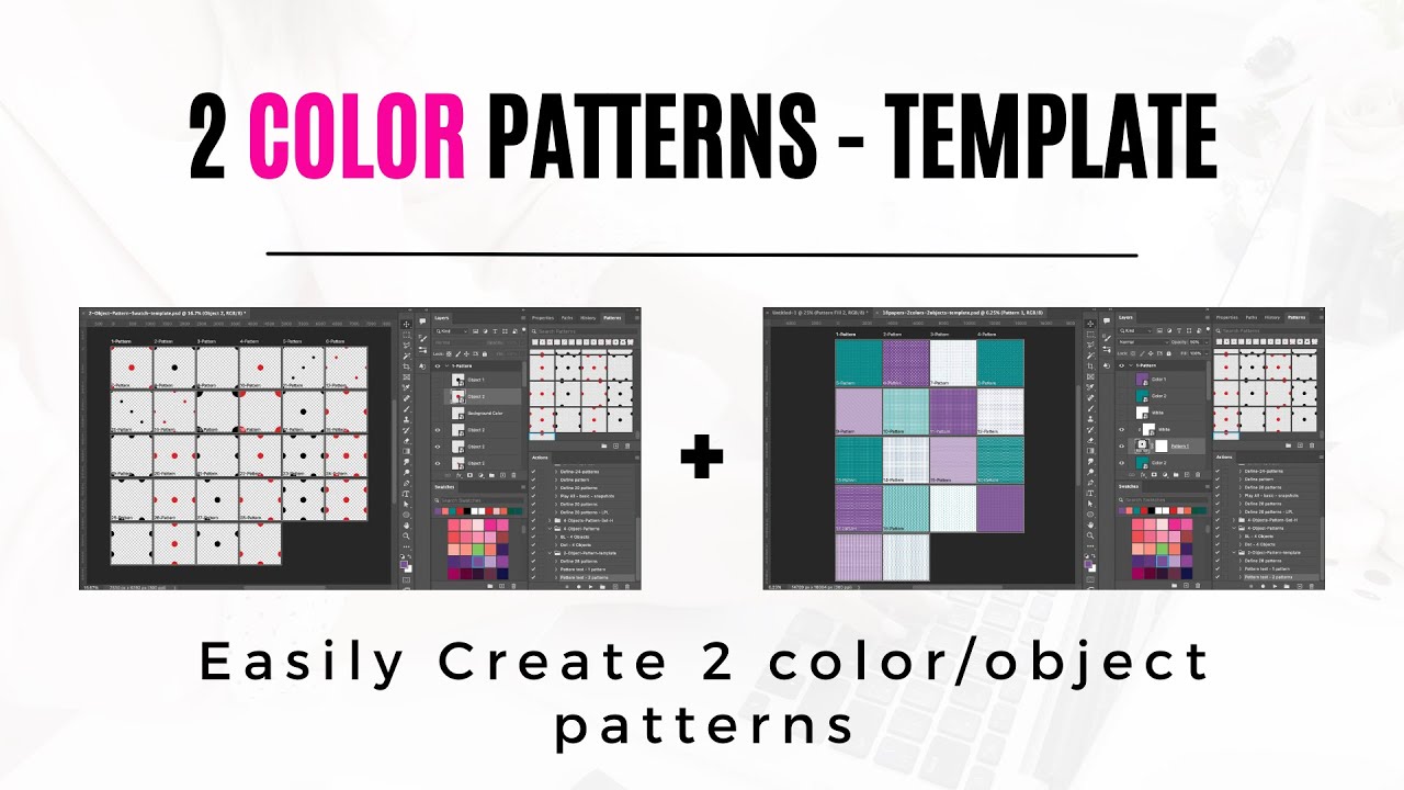 2 Color Patterns Using Photoshop Templates Youtube