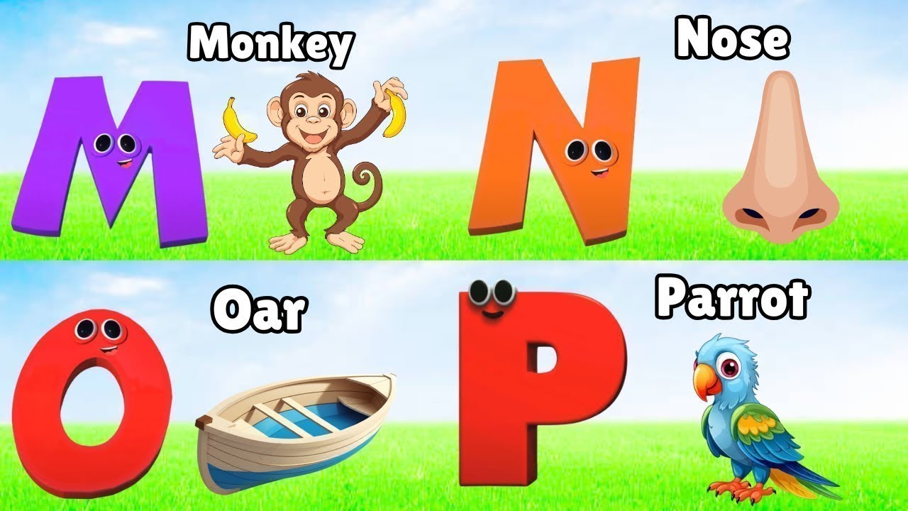 Песенка про фонетику ABC - обучающие видеопесни для малышей, буква А — яблоко, детские стишки, пе...