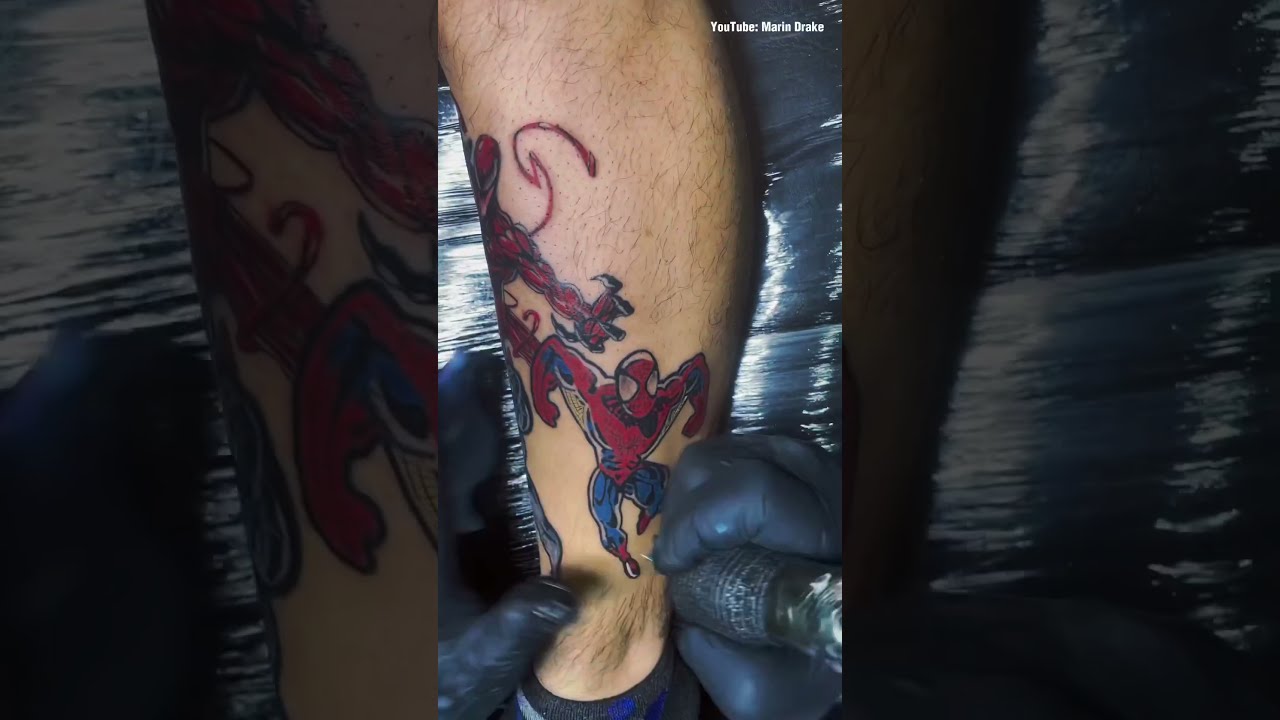 Spider-Man Tattoo, outline completed. Done by Nate at Ting's Tattoos in  JHB, South Africa : r/tattoos