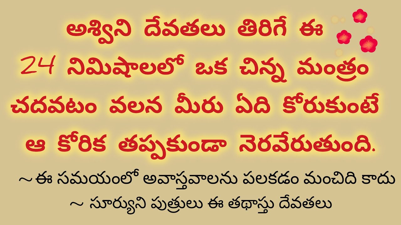 అశ్వినీ దేవతలు తిరిగే ఈ 24 నిమిషాలలో ఒక చిన్న మంత్రం చదవటం వలన మీరు ఏది కోరుకుంటే అది జరుగుతుంది.