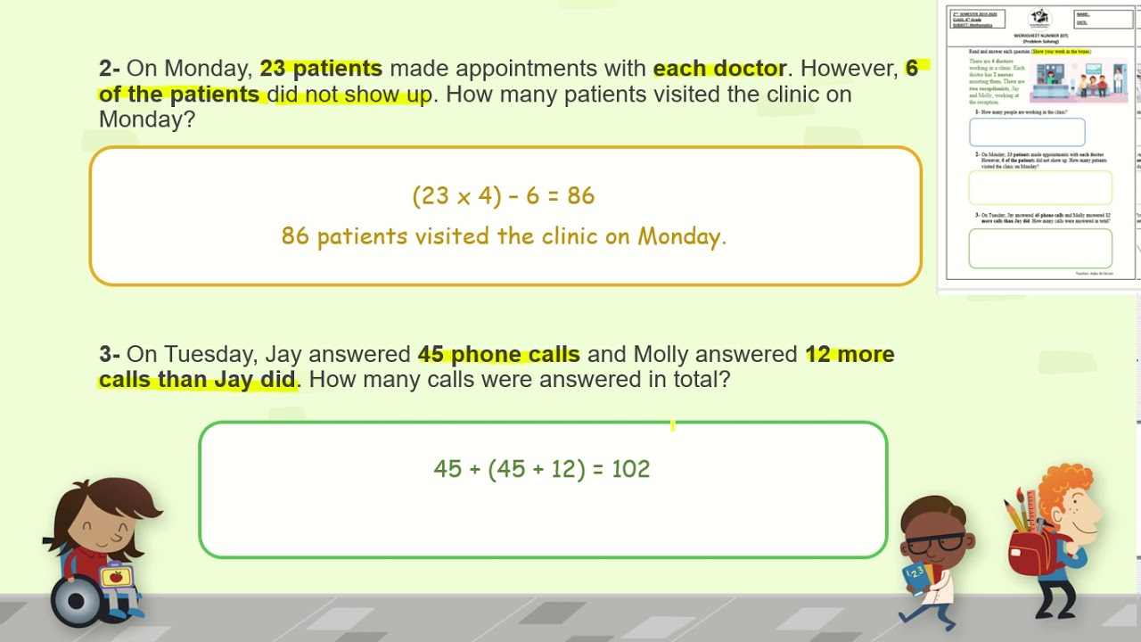 Problem-Solving - Grade 4 - Worksheet 7 - YouTube