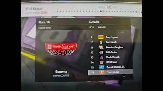 Nascar Union Pacific cup series season 5 race 16 Sonoma results 