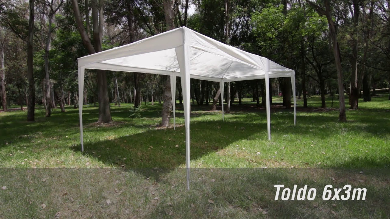 Carpa Toldo 6x3 Plegable Jardimex Impermeable Patio Blanco