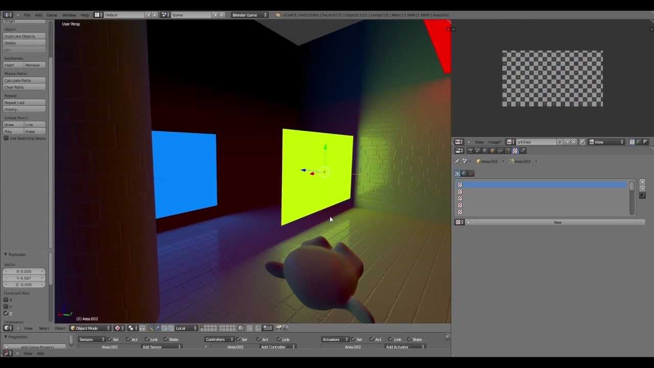 Blender BGE Candy features – textured area lights