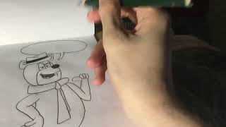 Drawing and Colouring Yogi Bear asking people to suggest titles for his CGI film