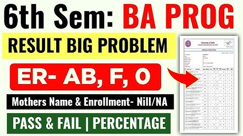 SOL BA PROG 6th Semester Result Problem: ER AB, F, 0 & Mothers Name/ Enrollment | Pass & Fail 2025