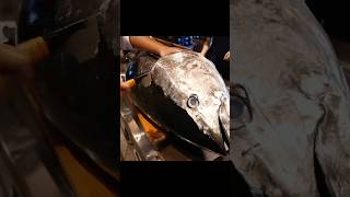 Cắt đầu và đuôi cá ngừ vây xanh khổng lồ chỉ với con dao nhỏ sắc nhất thế giới