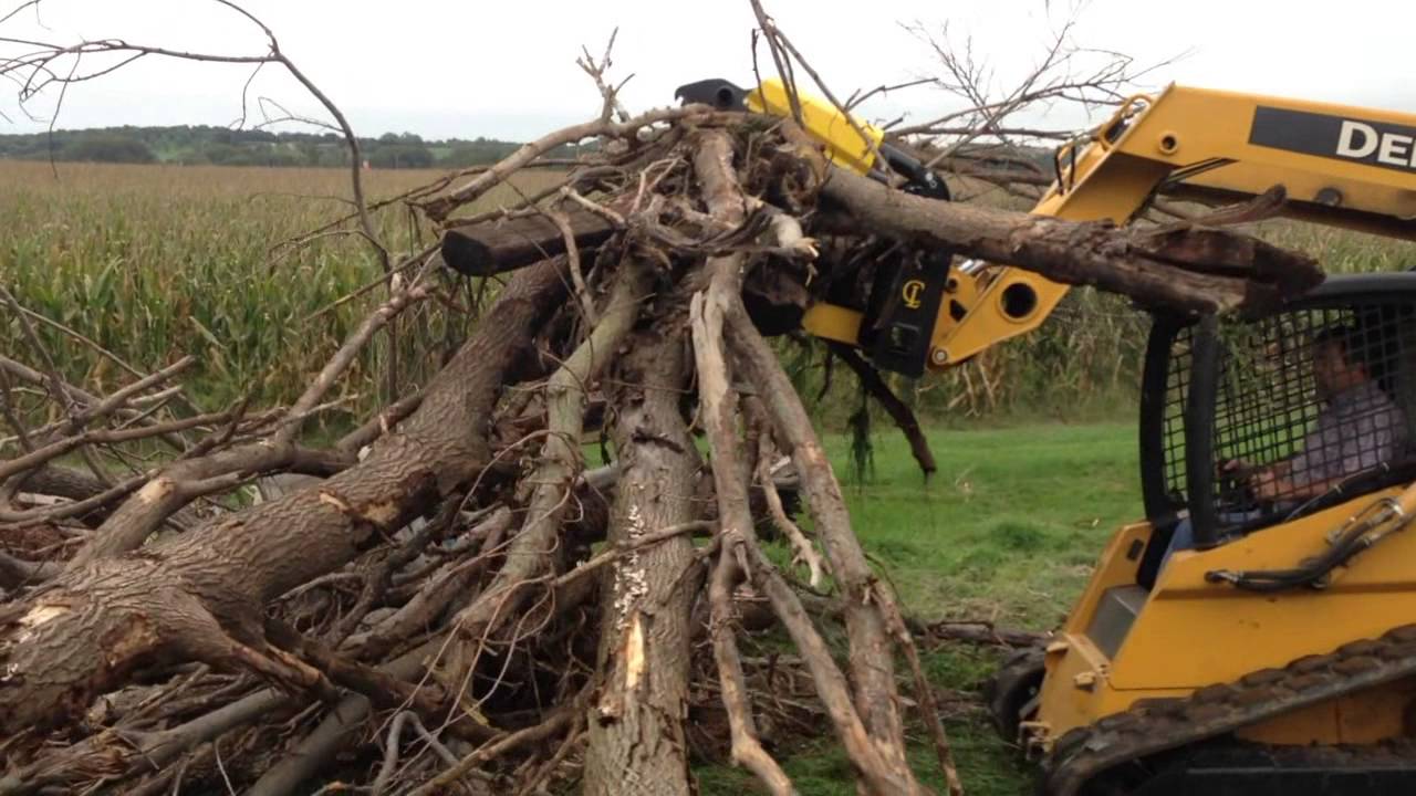 Grapple Cab Guard for skid steer loader tree puller - YouTube