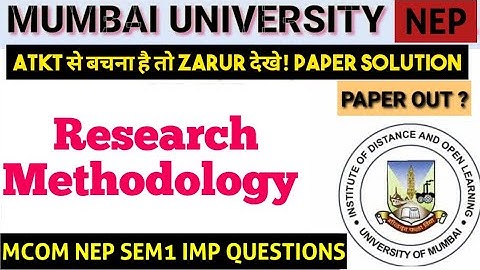2025 NEP Research Methodology  Mcom sem1  paper Pattern IMPORTANT QUESTIONS IDOL EXAM ARK SIR