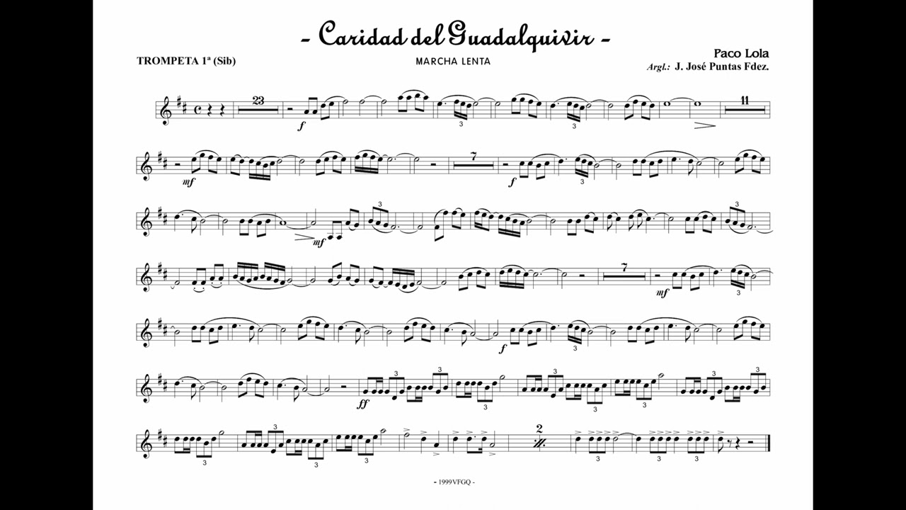 partitura de trompeta caridad del guadalquivir (marcha)