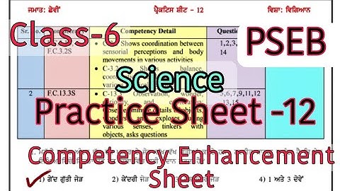 Solved Science Practice Sheet-12/Class-6/Competency Enhancement plan/PSEB/@PSEBEDUCATE