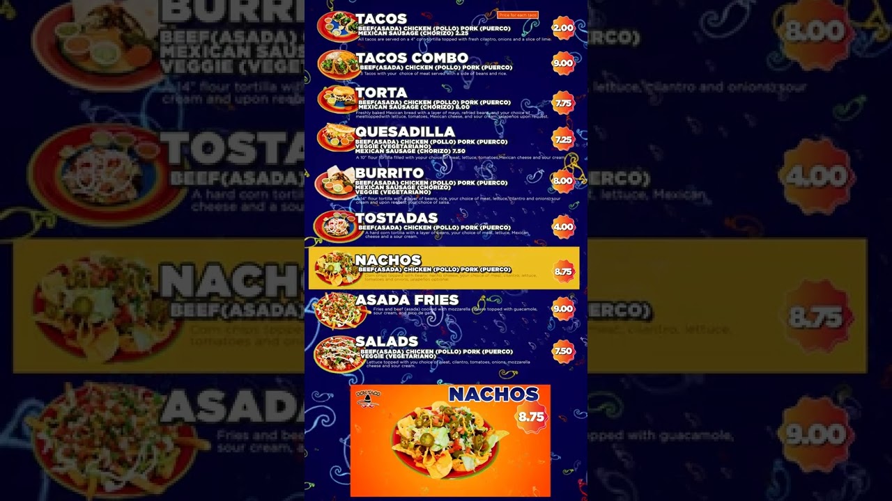 Digital Menu for Restaurants and Taco Truck 2