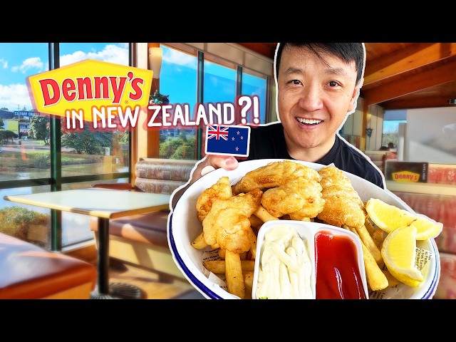 #1 BEST Fish & Chips, CHEAP EATS & Foods I've NEVER Tried at Denny's in Auckland New Zealand class=