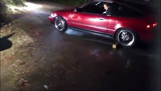 Turbo D16A6 Honda CRX on 12 PSI Burnout