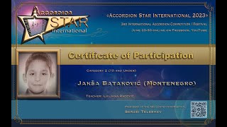 Jakša Bataković (Montenegro) Cat.2 (10 and Under) Accordion Star International Competition 2023